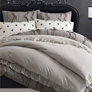 Pottery Barn Teen Emily and Merritt Ruffle Stripe Duvet and Shams